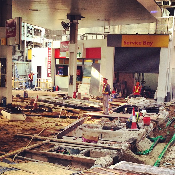 A rare glimpse into the #construction of a #gas #station. #hongkong
