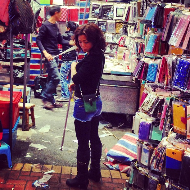 #LadiesMarket #street vendor closing up her #stall for the night. #mongkok #hongkong