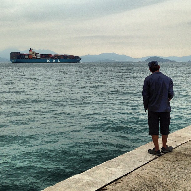 The #fisherman and the #container #ship. #hongkong #hkig #hk