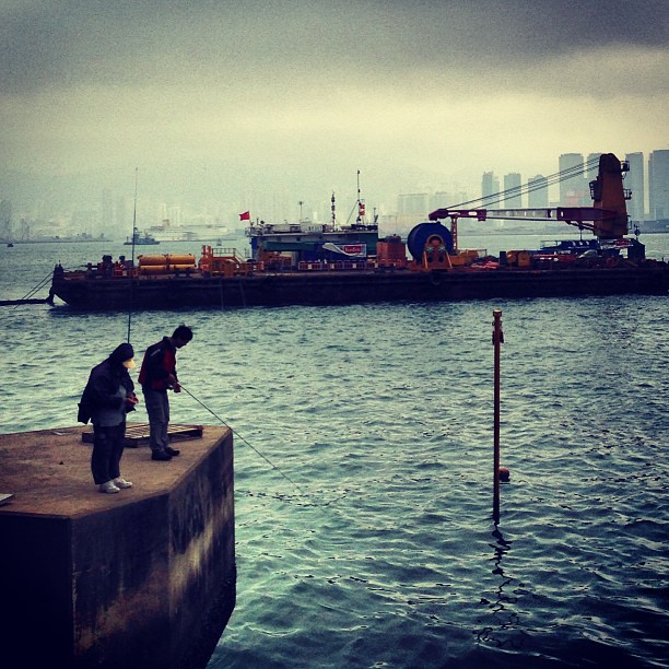 The #hongkong #sea - #fishermen and the #trawler (or cable-layer, I dunno). #hk #hkig