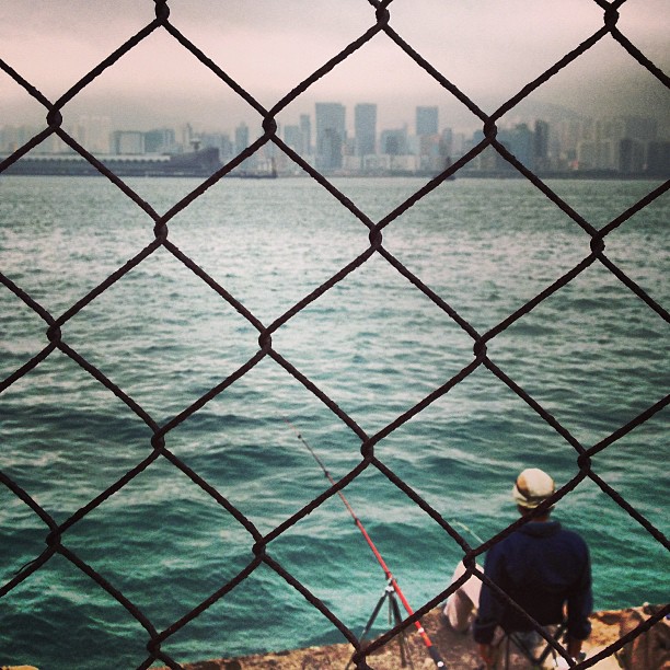 Through the #fence - a #fisherman, the #sea and the other side of #hongkong. #hk #hkig