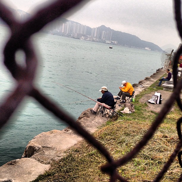 Through the #fence. #old #men #fishing. #hongkong #hk #hkig