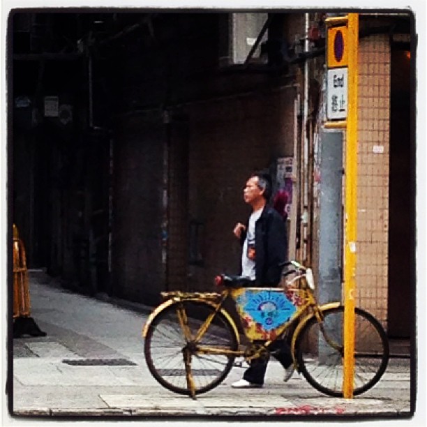 #man and yellow #bicycle. #hongkong #hk #hkig