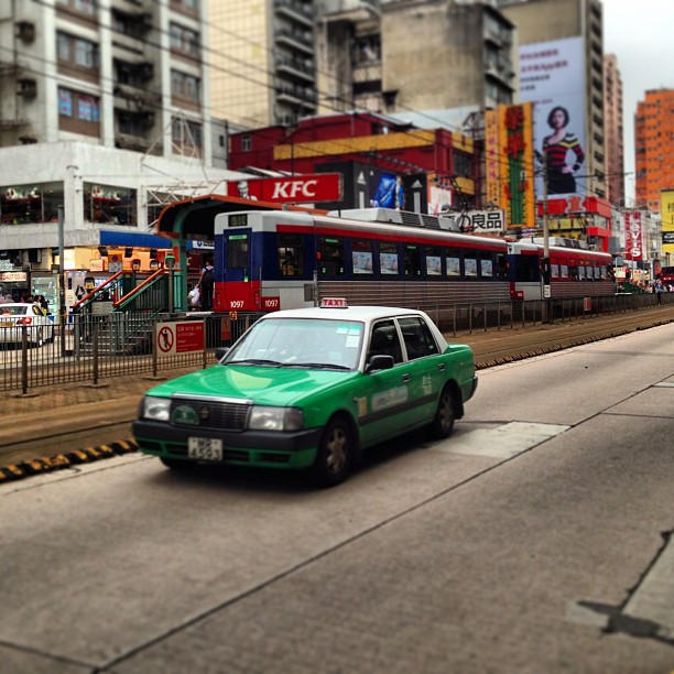 #newterritories green #taxi and the light rail. #hongkong #hk #hkig