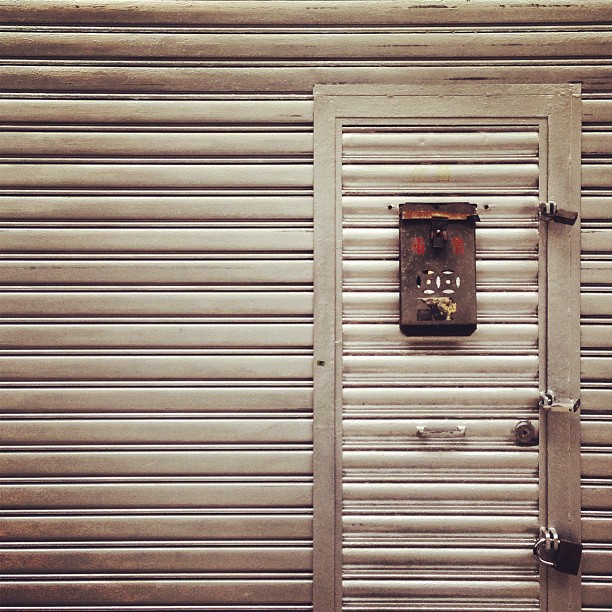 #old #hongkong #mailbox and modern #metal #shutters with #padlocks. #hk #hkig
