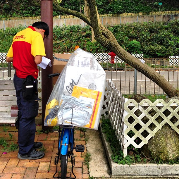 #DHL delivers. Even if its on #bicycle in communities where cars aren't common. #hongkong #hk #hkig
