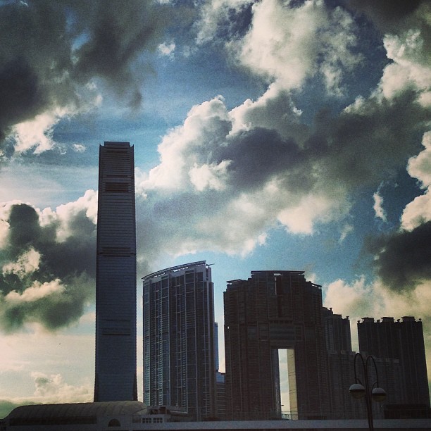 The #arch and #ICC against #clouds and #sky. #silhouette #buldings #hk #hkig #hongkong