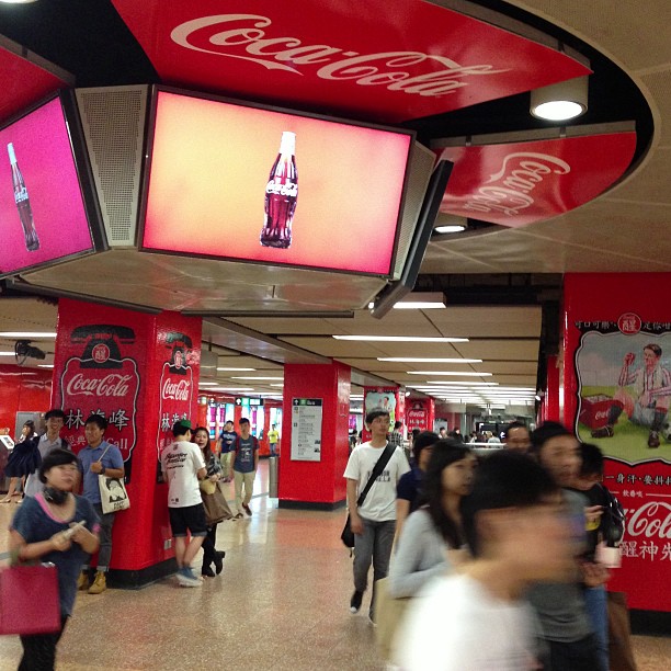 #coke did a #mtr #station wrap at #mongkok. Nice #faux #vintage ads. #hongkong #hk #hkig