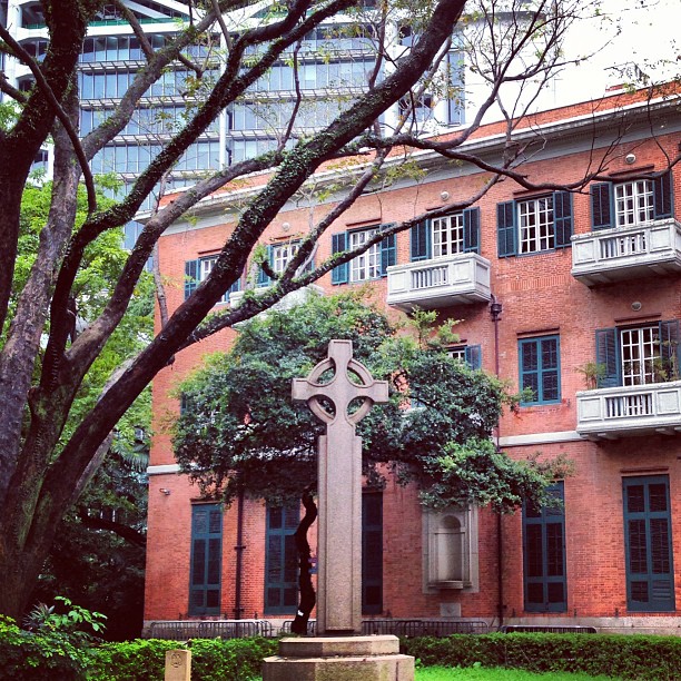 #tree, #cross and an #old #red #brick #building. #hongkong #hk #hkig