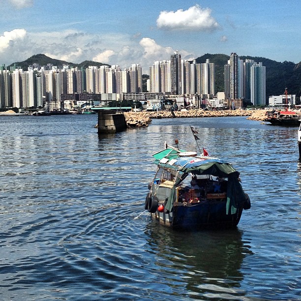 A #boat floats gently in the #harbour in #saiwanho. #hongkong #hk #hkig