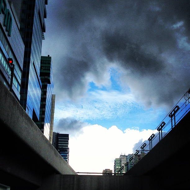 A #slice of #sky - the sky is framed by the #mtr #tracks and #apm #mall. #hongkong #hk #hkig