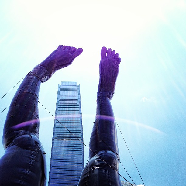 At M+ #Inflation - #ICC thru #legs with #lensflare. #hongkong #hk #hkig