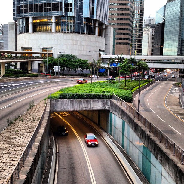 Intersection - two #roads, one #underpass and two #overhead #pedestrian #walkways. #hongkong #hk #hkig