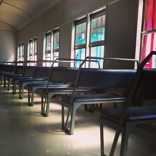Step into the #past - the sterile hospital-like look of the #old #KCR #train #secondclass #carriage. #hongkong #hk #hkig