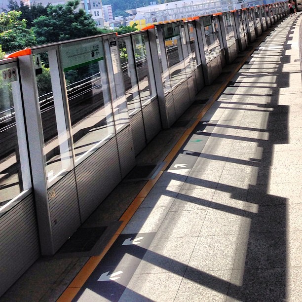 #abstract #patterns - the #mtr #station #platform floor in the #morning #sunlight. #hongkong #hkig #hk