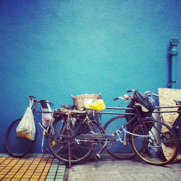 #bicycles on a #blue wall. #hongkong #hk #hkig