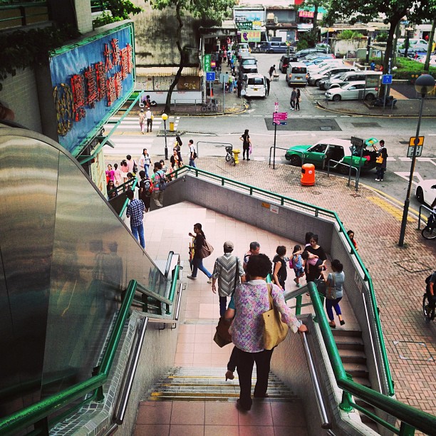 #down the #stairs - strange #geometric #lines in this #staircase platform thing. #taipo #hongkong #hk #hkig