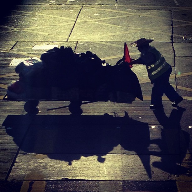 #silhouette and #shadow - a #street #cleaner #crossing the #road. #hongkong #hk #hkig