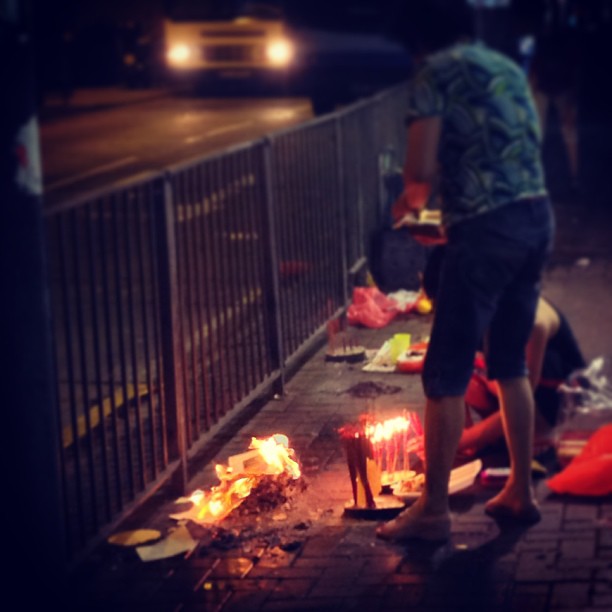 #burnt offerings on the #street for #YuLan (Hungry Ghost Festival). #hongkong #hk #hkig