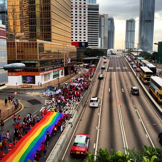 A #rainbow streaks up #Harcourt #Road. #hongkong #gay #parade #lgbt #hk #hkig