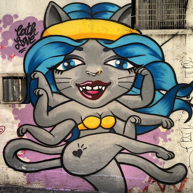 The #lane behind Upper Station Street has been tagged by #hkwalls - this piece of #streetart / #graffiti is by #cathlove.