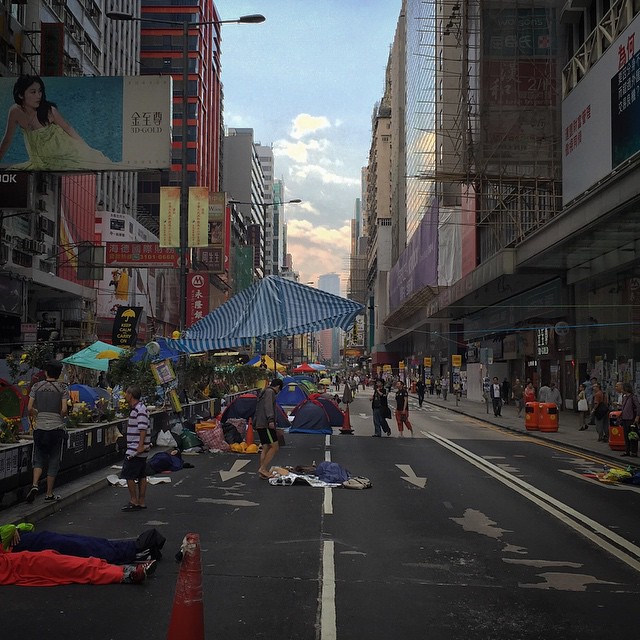 Day 31 of #OccupyHK in #Mongkok. #NathanRoad remains occupied at dawn. It's been a month of occupation, a month since the tear gas and the impromptu umbrella defence that gave the #umbrellarevolution / #umbrellamovement its name. I still can't believe the staying power these protesters have. That's some pretty strong conviction. #HongKong #hk #hkig