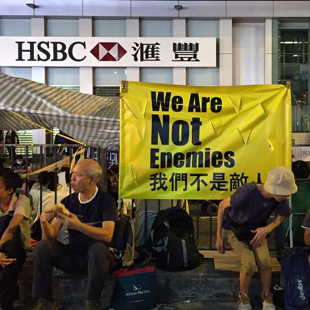 #HSBC is not your enemy? Well, no, the #OccupyHK #protesters are trying to tell you that they're not the bad guys. #HongKong #hk #hkig #Mongkok