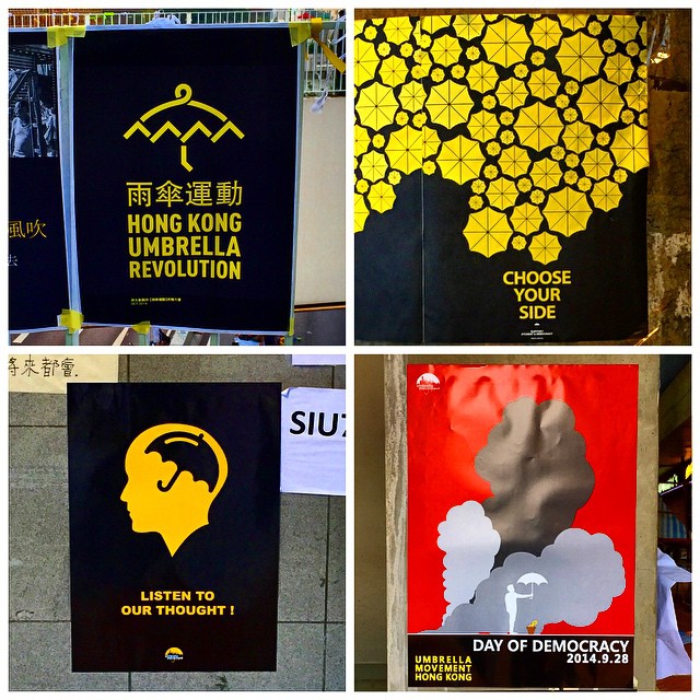 #HongKong gets creative under fire - a sampling of #OccupyHK / #umbrellarevolution #posters created by protestors. #HK #hkig