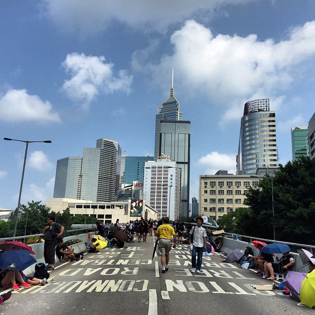 The #ConnaughtRoad #flyover in #Admiralty is occupied by #OccupyHK. #HongKong #hk #hkig
