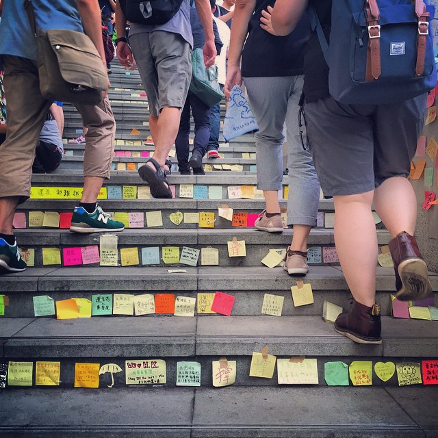 The #OccupyHK #LennonWall in #Admiralty has overrun the wall and spread to the #stairs / #steps! #HongKong #hk #hkig