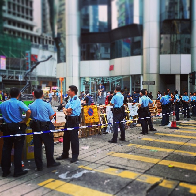 The #ThinBlueLine - You can't complain there's no #police presence at #OccupyHK in #Mongkok now. #HongKong #hk #hkig