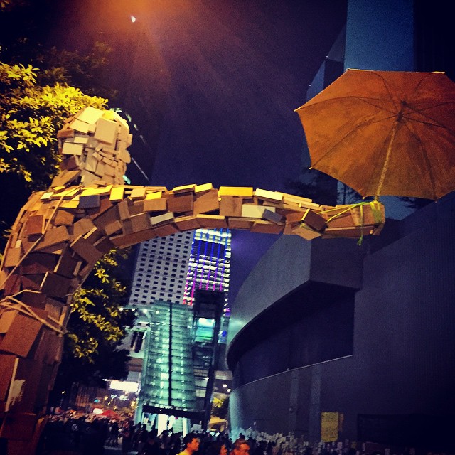 #umbrella man - an art piece by an #OccupyHK protester in #Admiralty symbolising the #umbrellarevolution / #OccupyHK. #HongKong #hk #hkig #umbrellaman