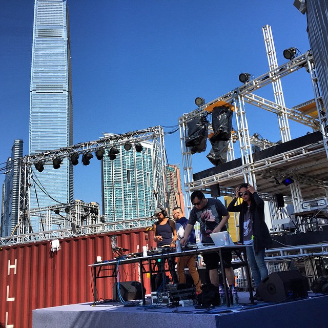 #DJ-ing in a space made from #containers under the gaze of #ICC at #FreespaceFest at #WestKowloon. #HongKong #hk #hkig