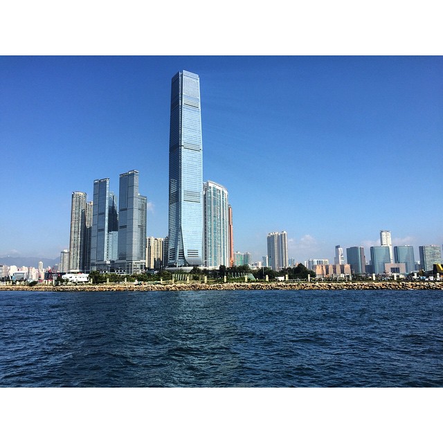 #ICC and #WestKowloon as seen from #VictoriaHarbour on a blue sky day. #HongKong #hk #hkig