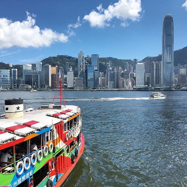 It's a lovely summer day on #VictoriaHarbour in #HongKong. The #StarFerry departs for the island from #Kowloon. #ferry #HK #hkig