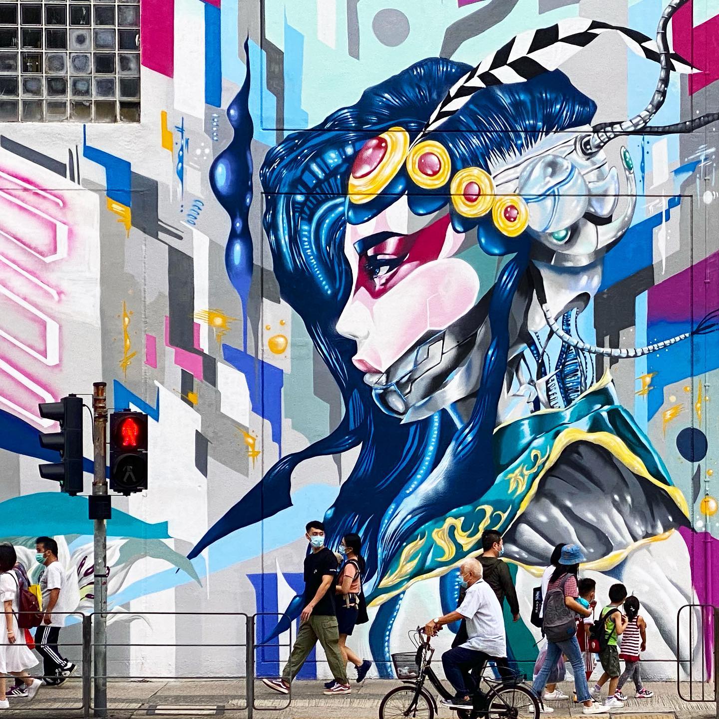 A mural from the HeartOfCyberpunk exhibition in ShamShuiPo. hk hkig hongkong cyberpunk streetart hkwalls