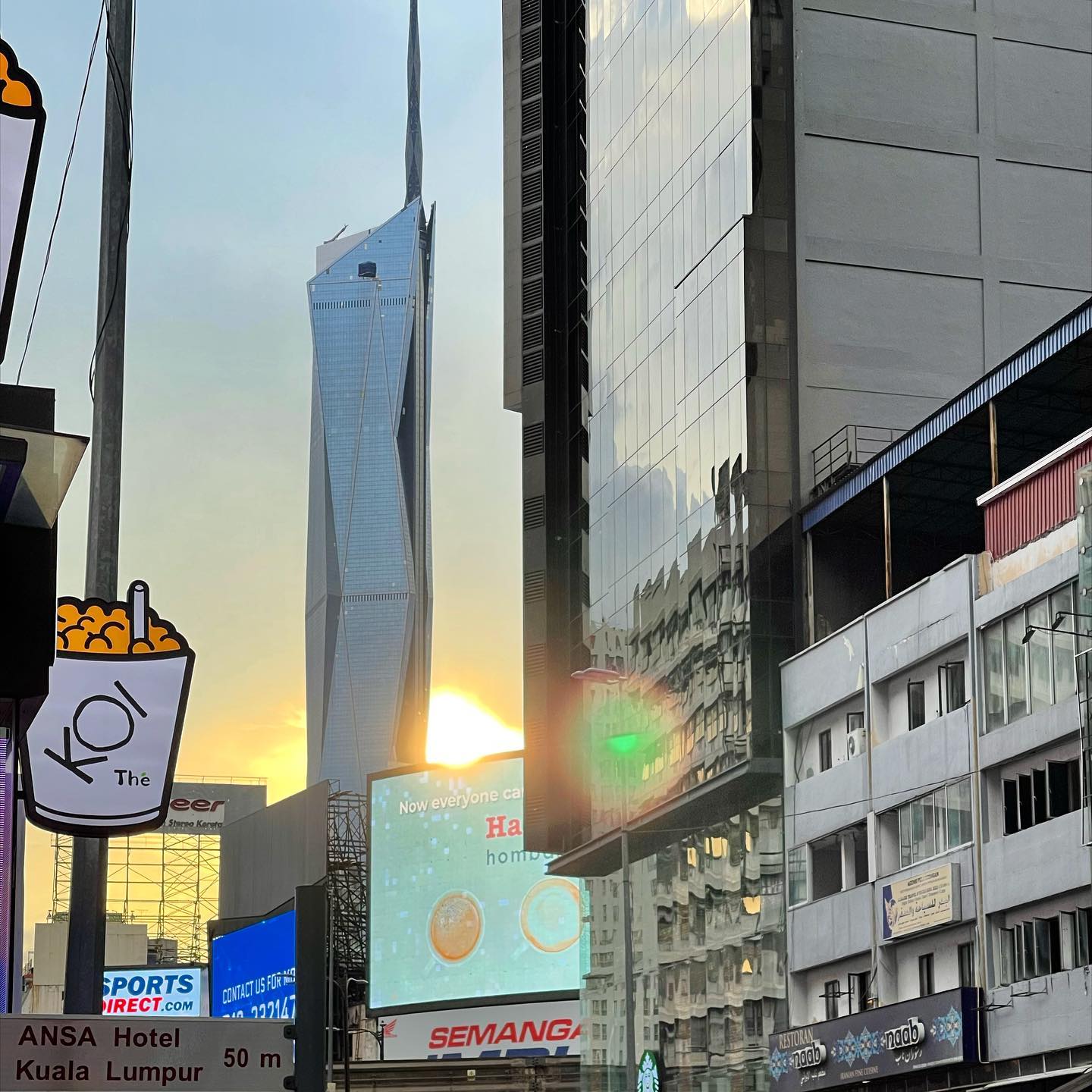 sunset in downtown kualalumpur, malaysia.