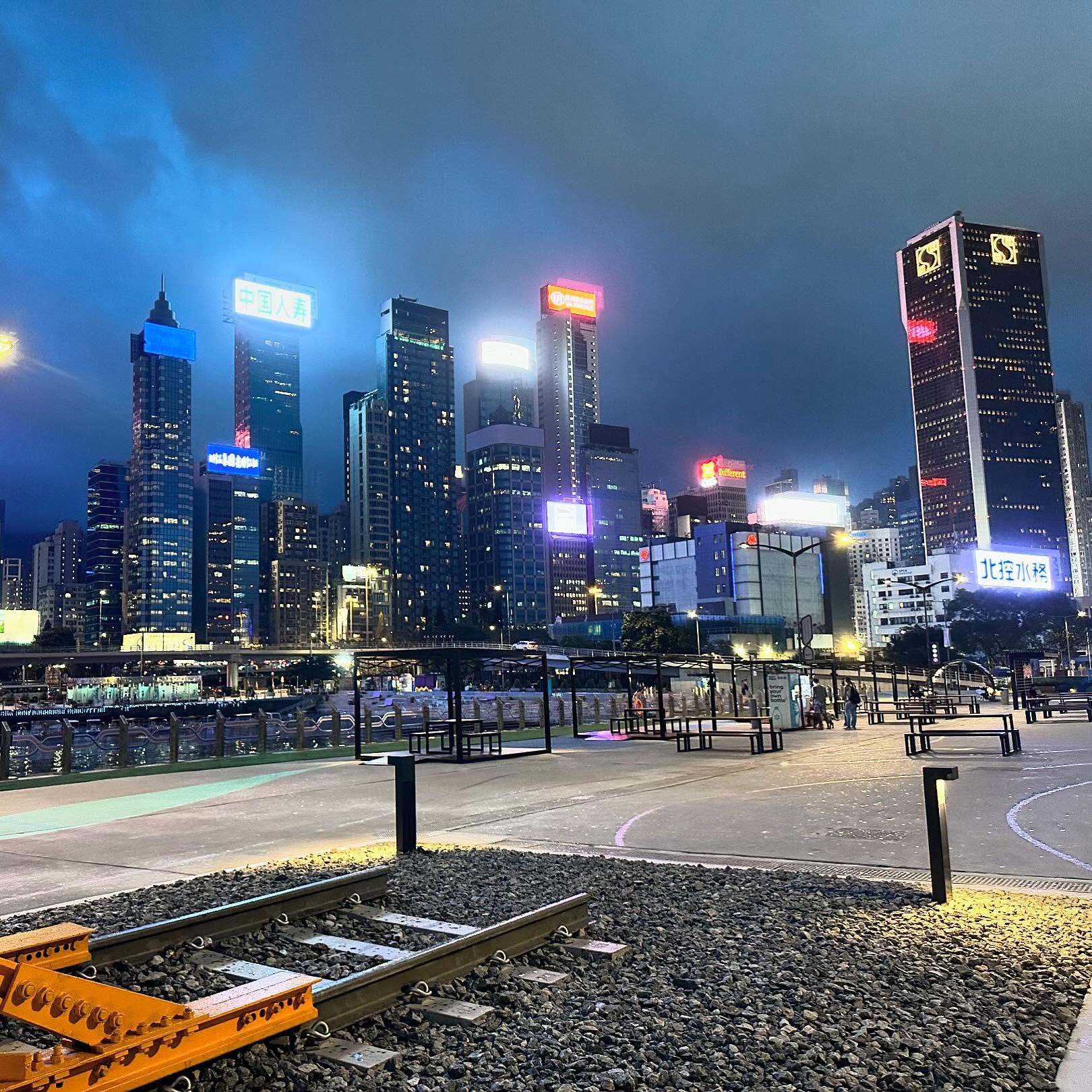 A view of the Hongkong skyline from the WanChai Promenade. WanChaiTemporaryPromenade HK HKIG