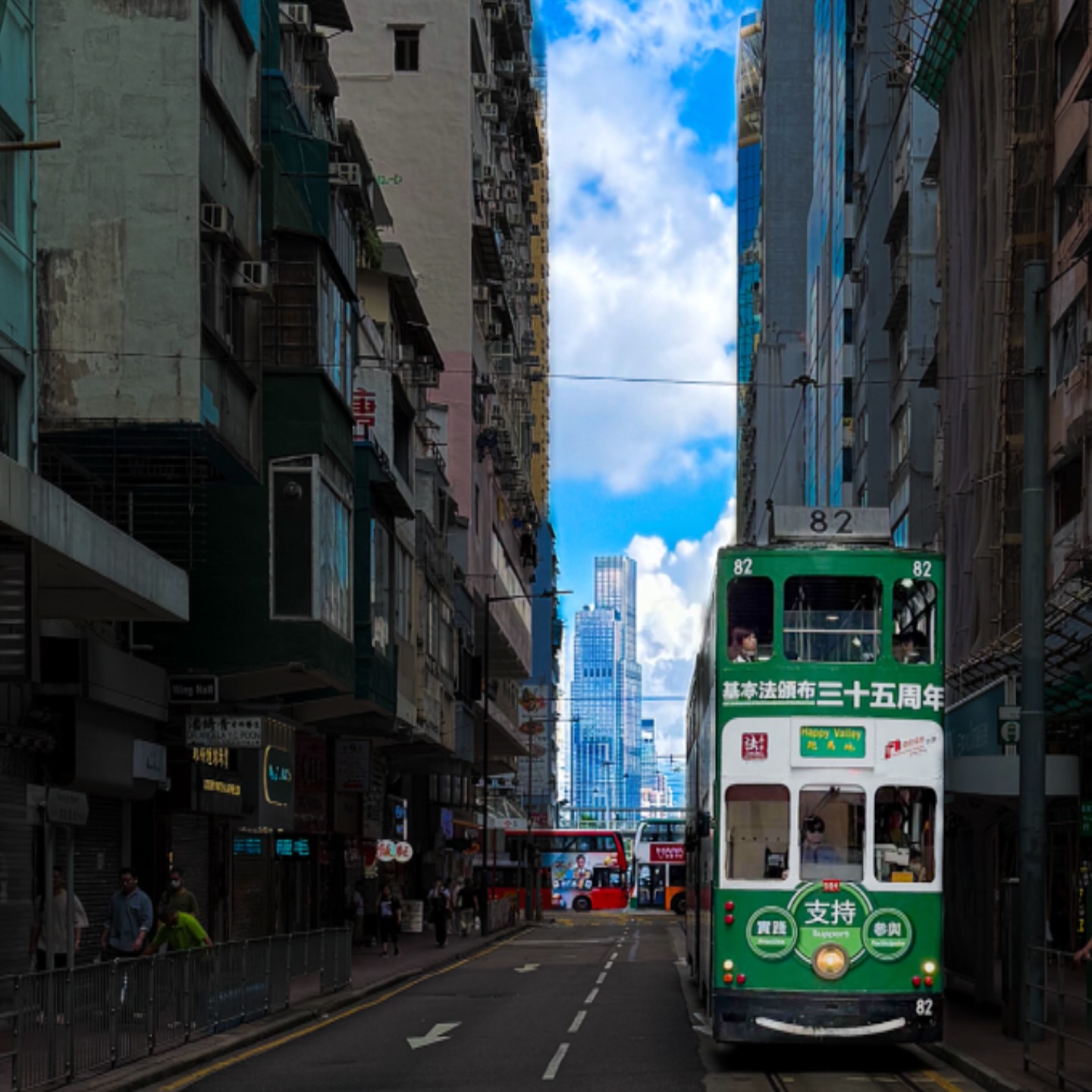 A tram and a slice of sky in Causeway Bay. hongkong hk hkig causewaybay tram hktramways