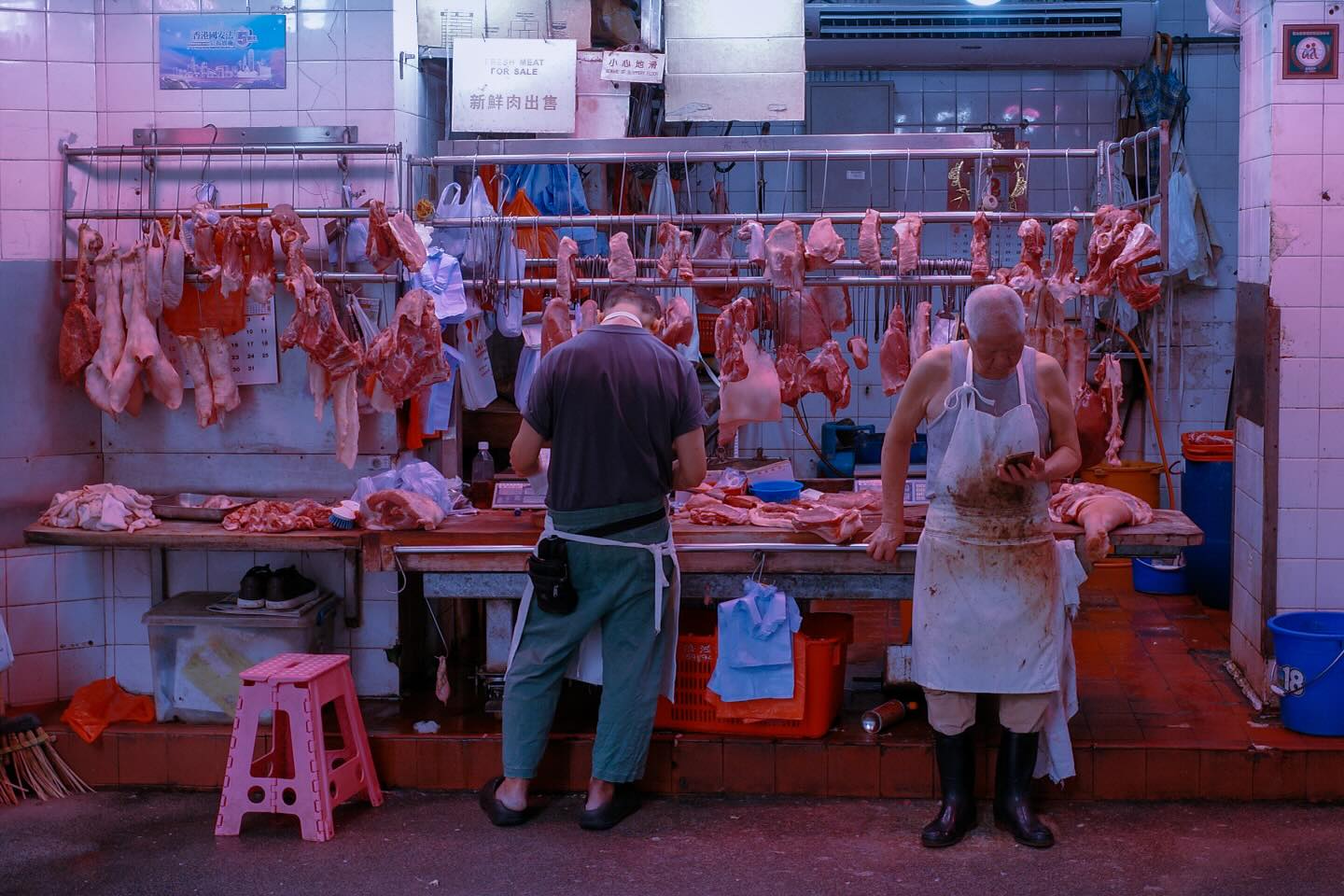 Street butcher stall in North Point, Hong Kong. hongkong hk hkig butcher northpoint
