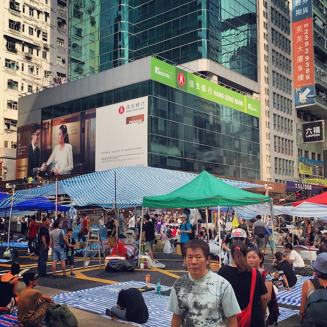 An OccupyHK shanty town has popped at the junction of NathanRoad and ArgyleRoad in Mong Kok